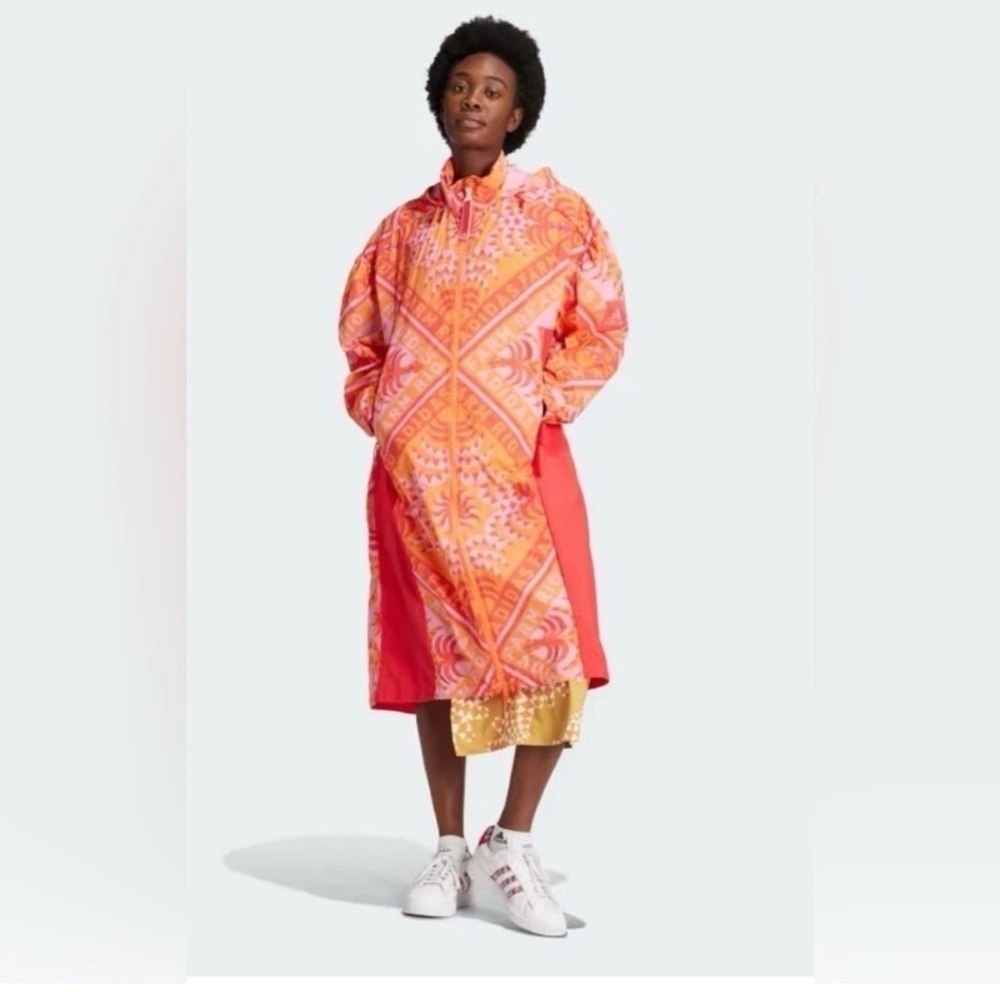 FARM RIO X ADIDAS LONG JACKET WINBREAKER TROPICAL TRENCH SOCCER TRAINING COAT - Picture 11 of 13